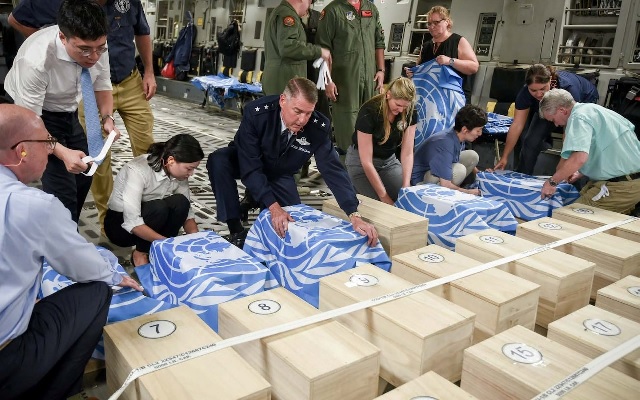 Boxes of remains being repatriated