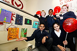 Fulham Primary School pupils with Chistmas cards