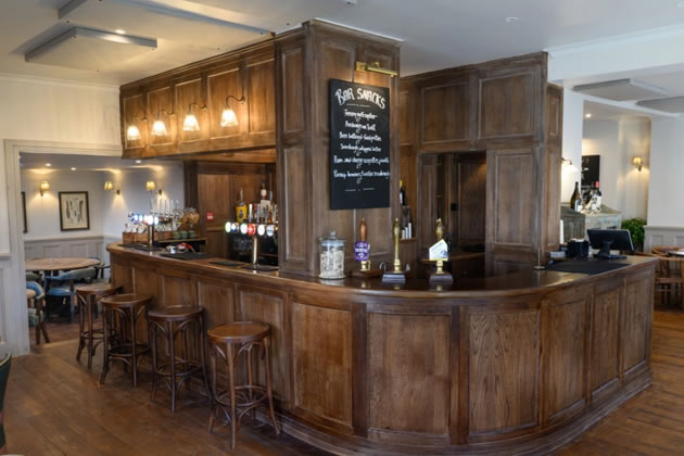 The panelled bar at the Brook and Badger 