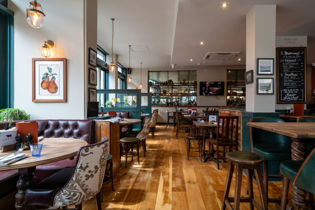 The interior of the Brown Cow pub 