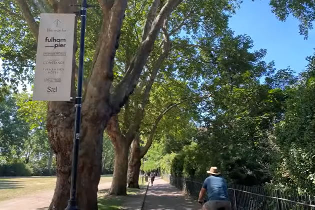 Fulham FC banners in Bishop Park. Picture: H&F Council