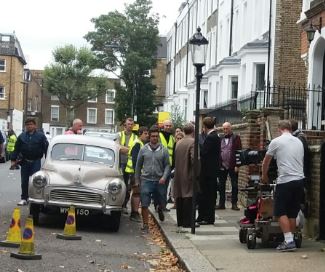 An episode of Grantchester being filmed in Fulham