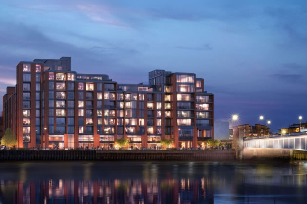 CGI of the Hurlingham Waterfront development at the eastern end of Carnwath Road 