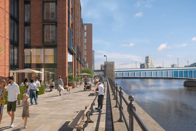 How the Thames Path might look in front of the Hurlingham Waterfront development 