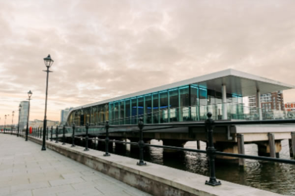 The venue is connected to the towpath by a footbridge 