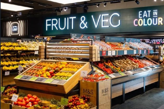 An example of an upgraded M&S fruit and veg section 