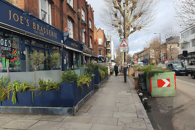 The parklet outside Joe's Brasserie where the incident happened 