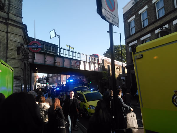 Scene outside Parsons Green Station