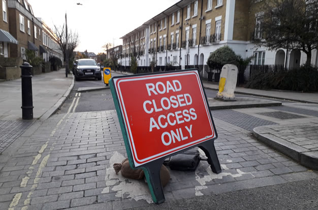Harwood Terrace in Fulham, closed by H&F Council