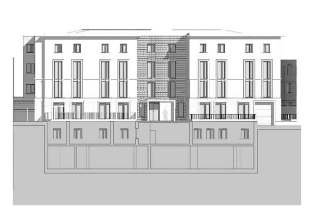 A drawing of the new building from documents submitted with the application 