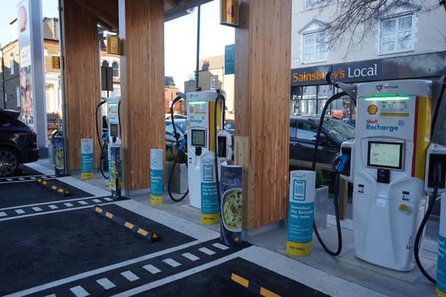 The new charging points at the station on Fulham Road 