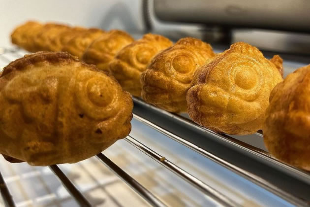 A fish shaped waffle from Chocolounge on Fulham Road 