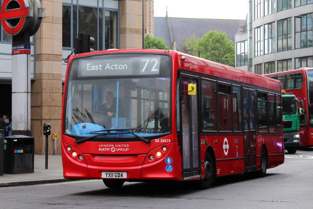 Number 72 bus on Hammersmith Broadway