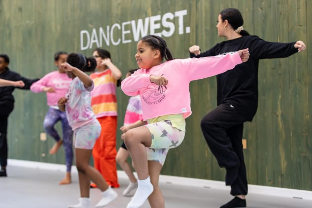 Children dancing at the DanceWest studios in Sands End Arts & Community Centre