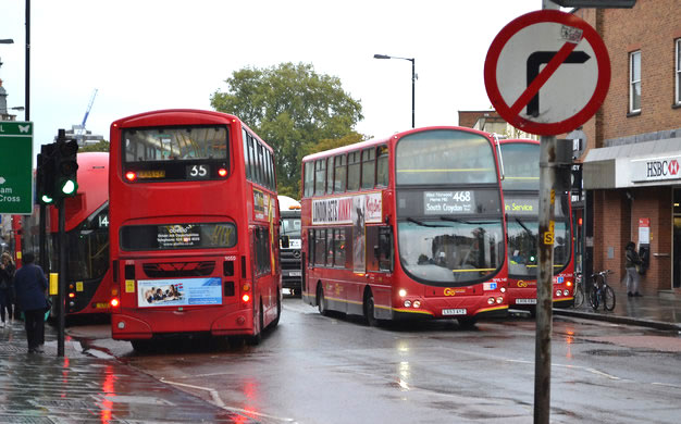 Buses getting caught in traffic