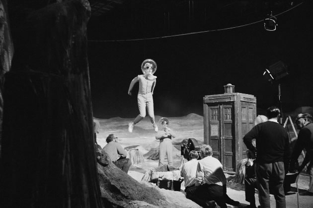 An episode of Doctor Who being made at the Riverside Studios
