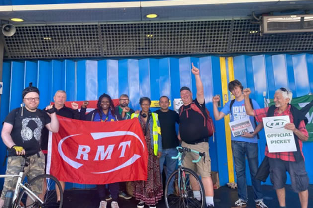 An RMT picket line in London